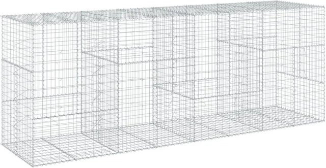vidaXL Gabione mit Deckel aus verzinktem Eisen in Silber, B/T/H: 400 x 100 x 150 cm - Bild 1