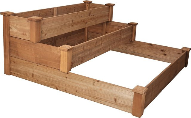 needs&wants® 3-stufiges Hochbeet Stufenbeet aus Holz in Braun, B/T/H: 123,5 x 123,5 x 53 cm - Bild 1