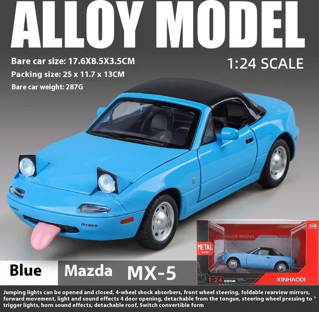 Linyi toy car Mx-5 Miniatur-Legierungs-Metall-Druckguss-Spielzeugauto-Modell, 1:24, mit Sound & Licht, ab 14 Jahren - Bild 1