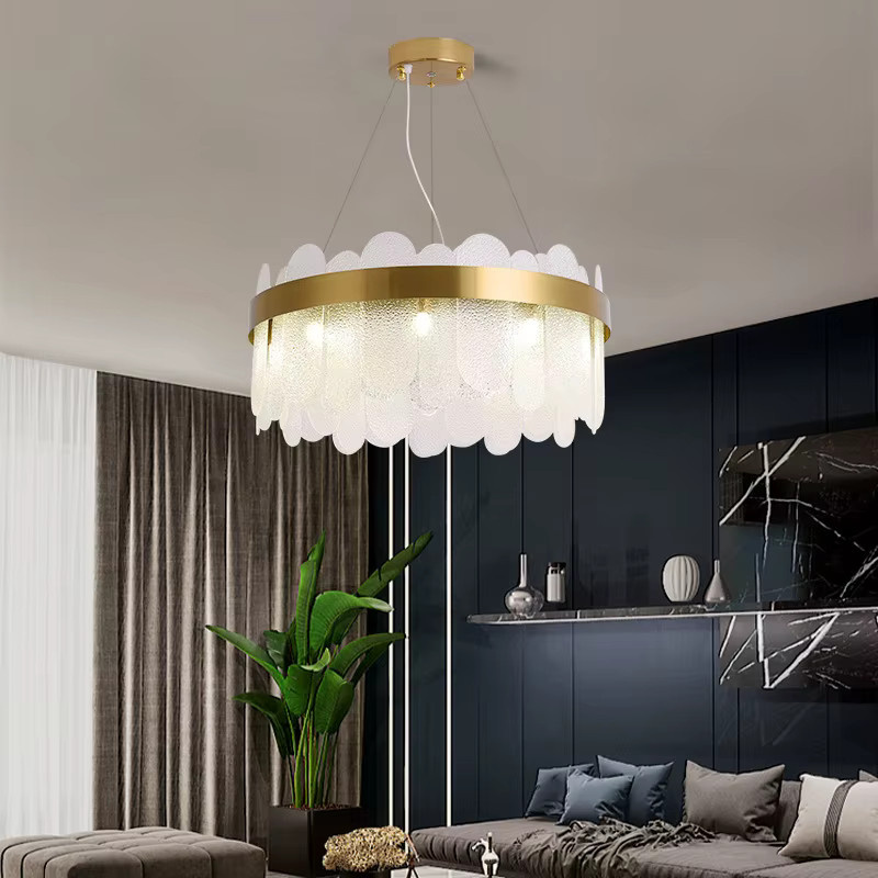 HomeLover Moderner LED Kronleuchter aus Gold Metall und Kristallglas für Esszimmer und Hotel Lobby - Bild 3