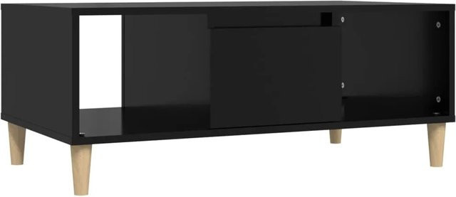 vidaXL Couchtisch Schwarz aus Holzwerkstoff und Eukalyptus Massivholz, B/T/H: 90 x 50 x 36,5 cm - Bild 1