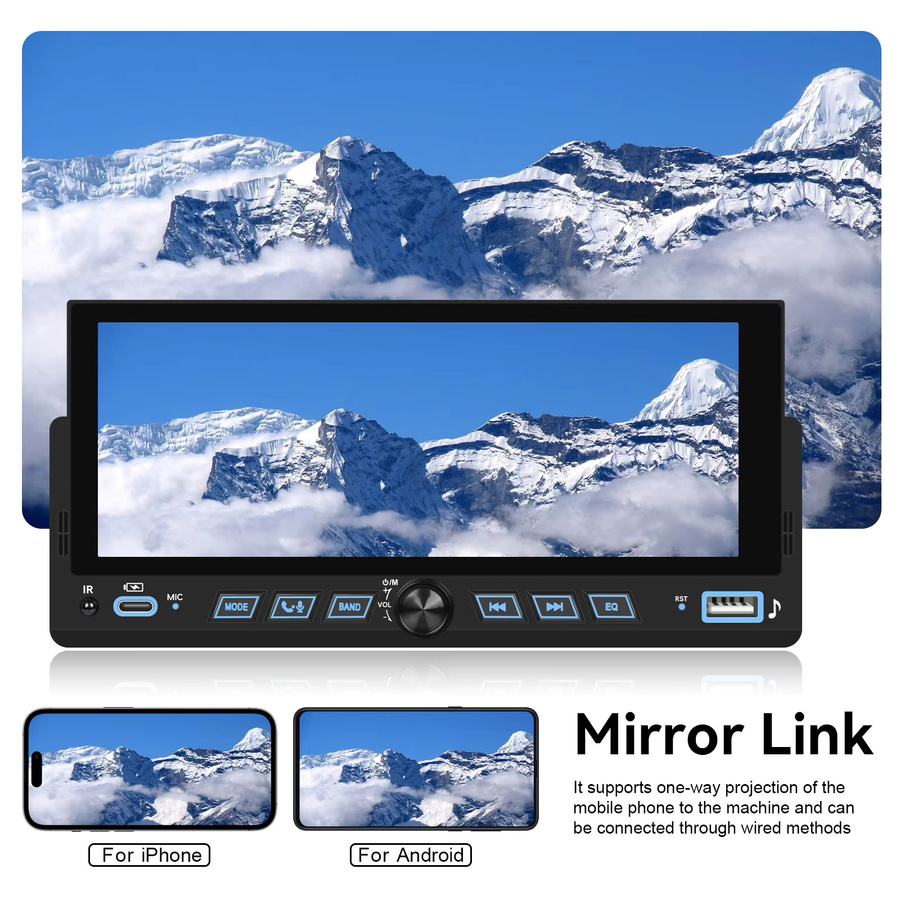 Podofo 1DIN Autoradio mit 6,86 Zoll Touchscreen, Carplay, Android Auto, Bluetooth und USB in Schwarz - Bild 4