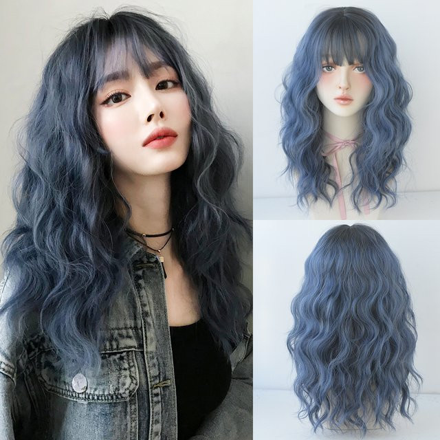 7JHH WIGS Wasserwellen-Perücke, Blau, Synthetisch, Damen - Bild 1