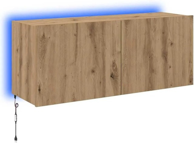 vidaXL TV-Wandschrank Artisan-Eiche in Braun mit integrierter Beleuchtung, B/T/H: 100 x 35 x 41 cm - Bild 1