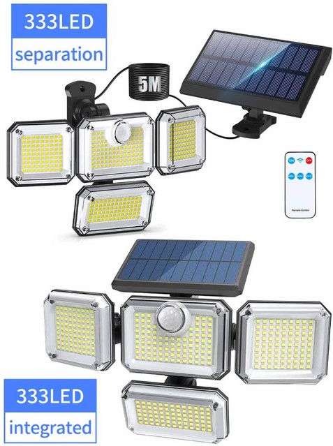 Leclstar Solar-Außenwandleuchte mit 333 integrierten LEDs, Bewegungsmelder und 3 Modi, wasserdichte Solar-Sicherheitsleuchte für Hof und Garage - Bild 1