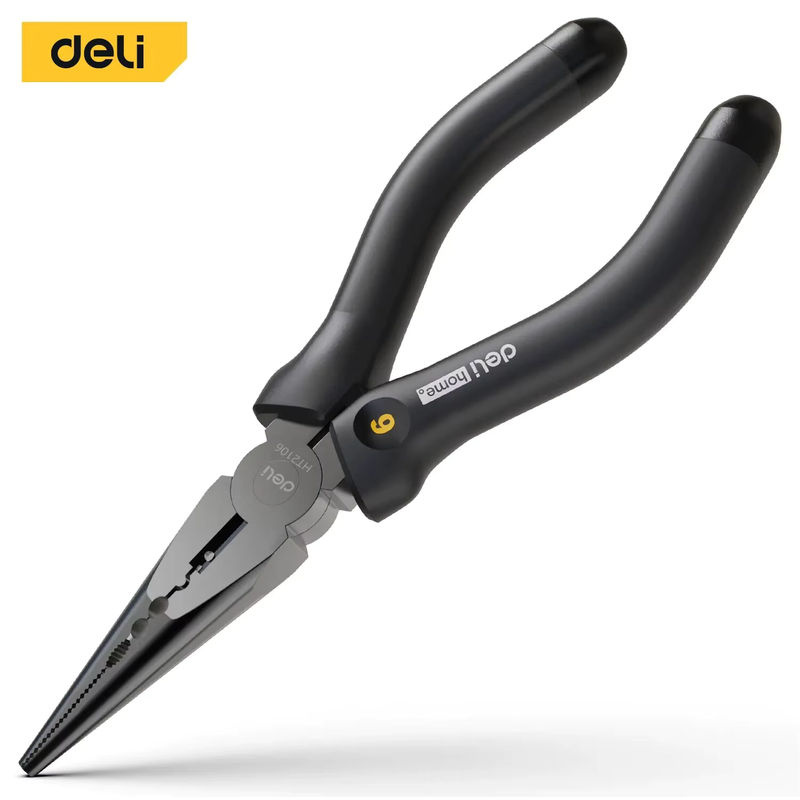 Deli Multifunktions-Spitzzange 6 Zoll mit schwarzem Griff zum Schneiden, Klemmen und Abisolieren für Elektriker und Reparaturen - Bild 5