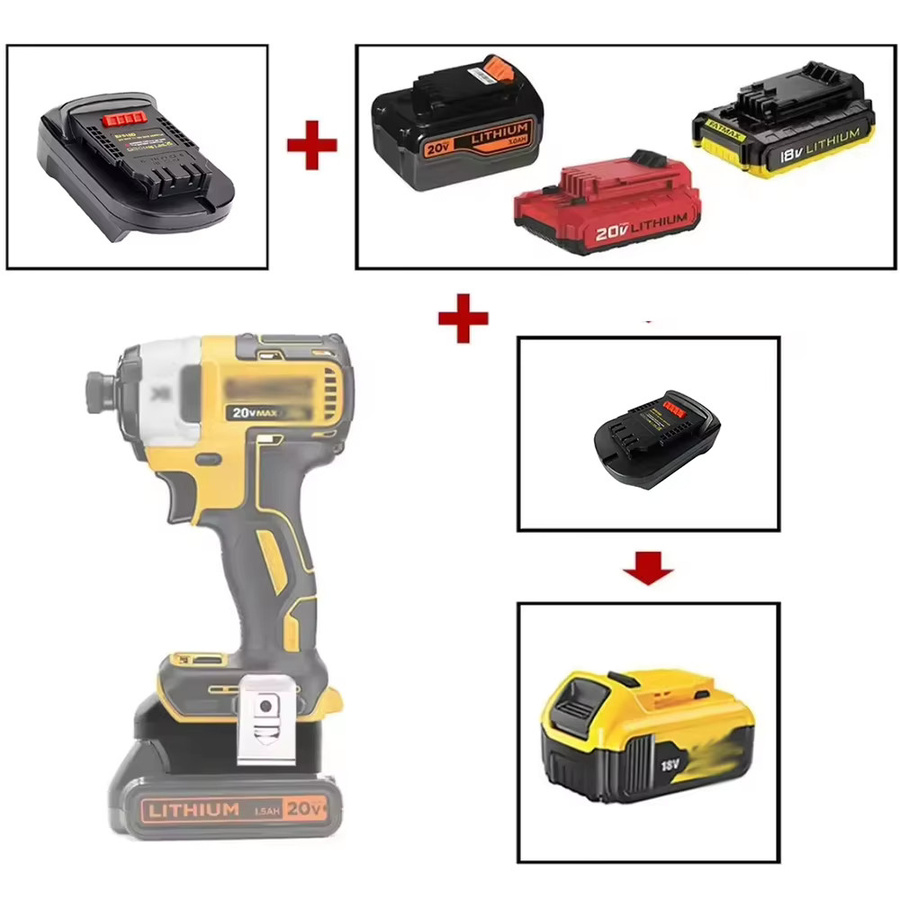Black+Decker BPS18D Akku-Adapter zur Umwandlung von Black & Decker Stanley 18 V Li-Ionen-Akkus für Dewalt 18 V/20 V Elektrowerkzeuge - Bild 4
