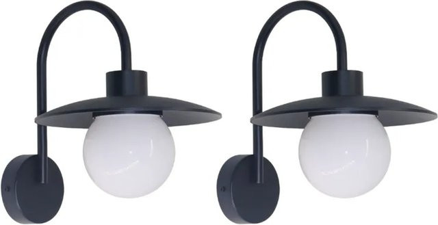 LUXULA 2er Set Elegante Wandleuchten aus Aluminium in Schwarz für Innen und Außen mit E27 Fassung und IP54 Schutzklasse - Bild 1