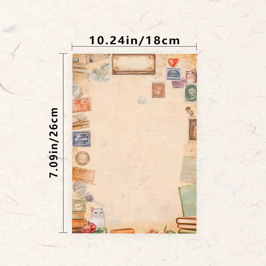 Tlenpo Vintage-Kunstbriefpapier B5, liniert, 30 Blatt, Weiß und Beige - Bild 2