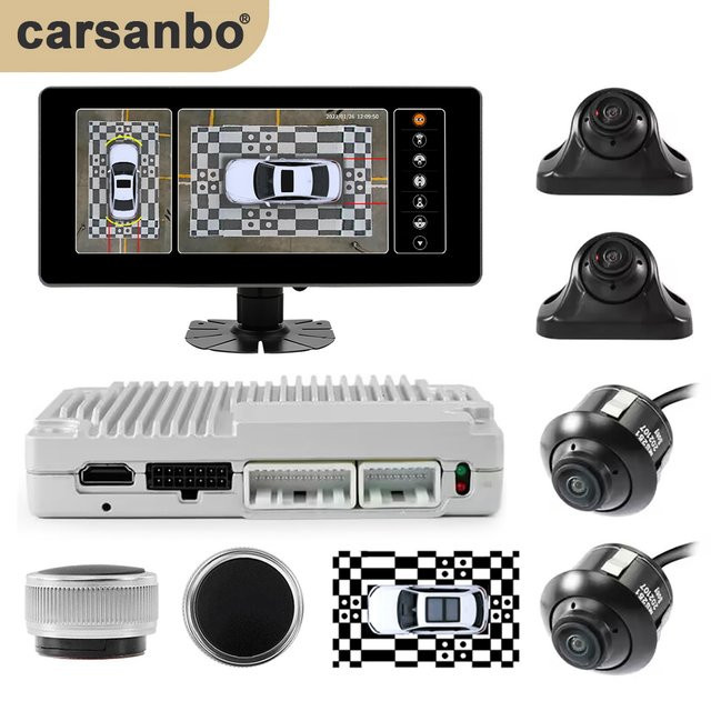 Carsanbo 360 Panorama Surround View DVR Parküberwachungssystem mit Vogelperspektive in Schwarz mit optionalem 10,25 Zoll Touchscreen Display - Bild 1
