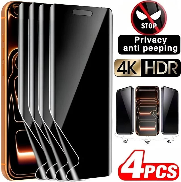 4er Pack DIXSG Anti-Spy Hydrogel Displayschutzfolie für iPhone 17 16 15 14 13 12 11 Pro Max Plus XR XS - Bild 1