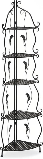 Relaxdays Eckregal aus Metall in Schwarz mit 5 Ablagen, klappbar, H x B x T: 136 x 30 x 30 cm - Bild 1