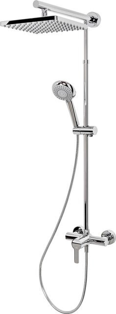 Schulte ExpressPlus Duschsystem Rain mit Einhebelmischer, Eckige Kopfbrause, Handbrause und Massagefunktion, Chrom - Bild 1