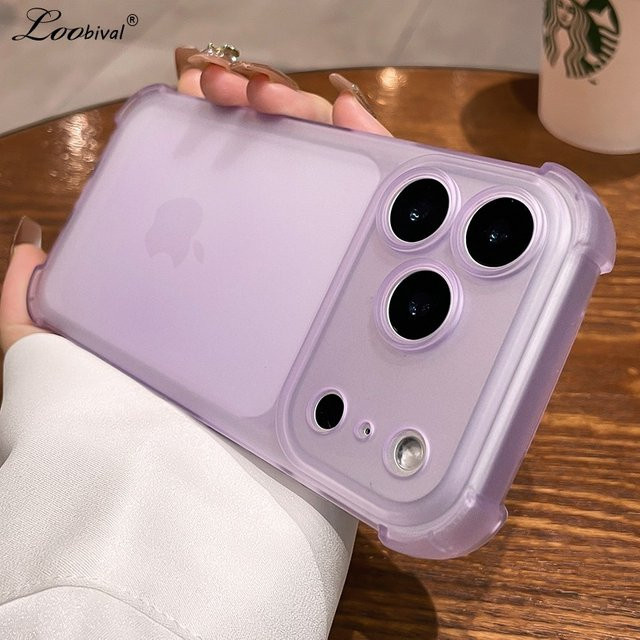 Loobival Matte Airbag-Schutzhülle für iPhone in Lila, ultradünne und stoßfeste Handyhülle mit weichem Hautgefühl - Bild 1