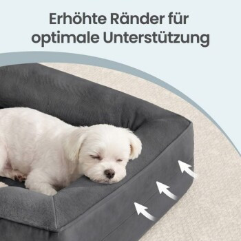 FEANDREA Orthopädisches Hundebett mit abnehmbarem Bezug und erhöhten Rändern in Grau - Bild 3