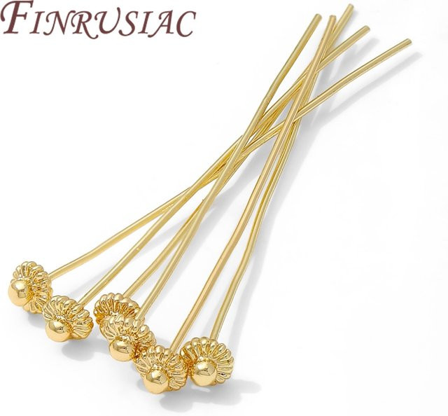 FINRUSIAC Pins für Schmuckherstellung, 18K vergoldet, Messing, Blumen - Bild 1