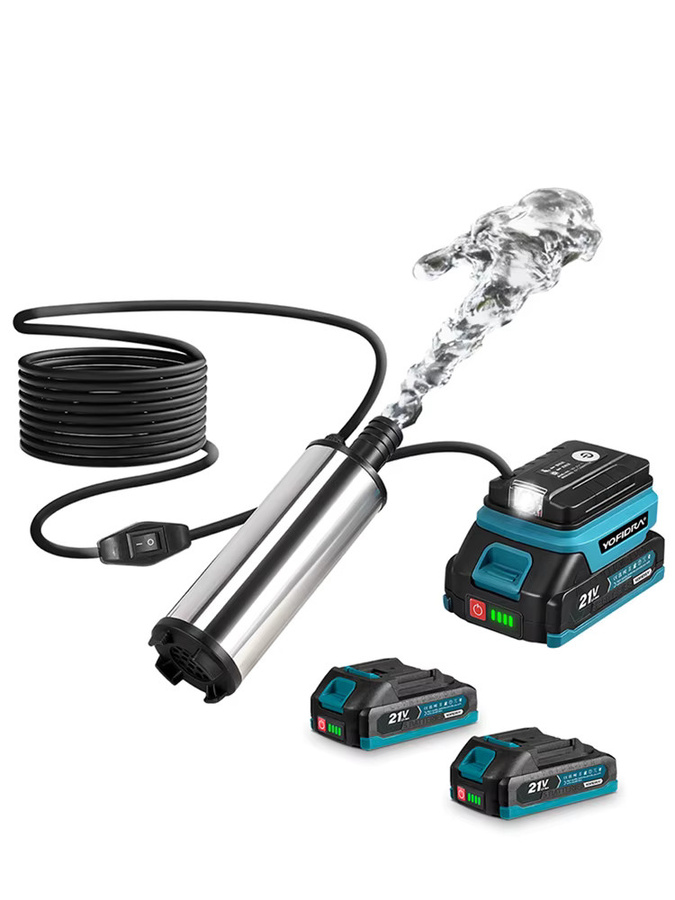YOFIDRA elektrische Tauchpumpe für Makita 18V Akku, kabellose Abwasserpumpe mit 50–80 l/min, Farbe: Silber - Bild 7