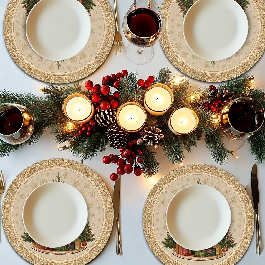 VIKAMA Tischdekoration Set für Weihnachten und das Mittherbstfest in Mattgold - Bild 3