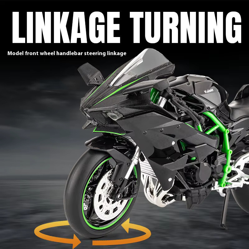 Maisto Kawasaki H2r Motorradmodell, 1:12, Metall, Schwarz - Bild 3
