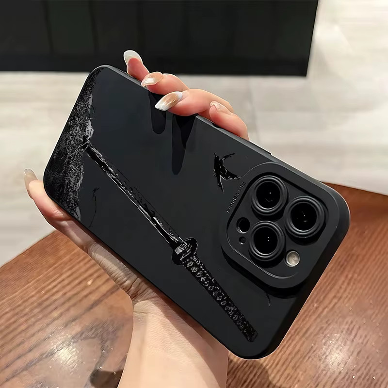 Kreative iPhone Schutzhülle mit Schwert-Muster in Schwarz für verschiedene iPhone Modelle - Bild 2
