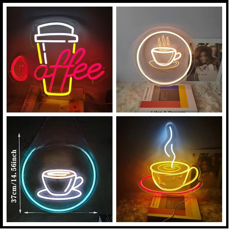 LED Kaffee Neonschild zur Wanddekoration mit USB-Anschluss für Café, Bar und Wohnräume - Bild 5
