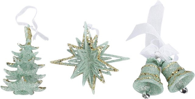 KONNWEI 3er Set Weihnachts-Hängedekoration aus PP-Material mit Glocken und Sternen für deinen Weihnachtsbaum und Eingangsbereich - Bild 1