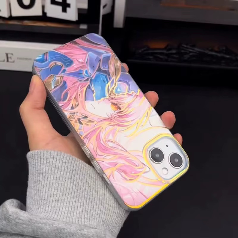 AIMISI Anime Mecha Girl Handyhülle für iPhone 11 12 13 14 15 16 17 Pro Max Plus Aurora Cover in Multicolour - Bild 3