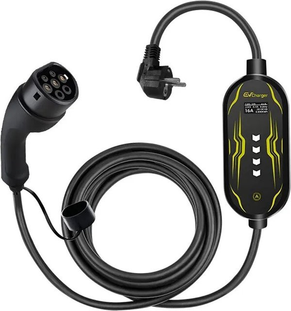Junsun EV Ladegerät 3,5kW mit 5m Type 2 Kabel, Smart App Steuerung, 1-phasig, 6-16A, Schwarz - Bild 1
