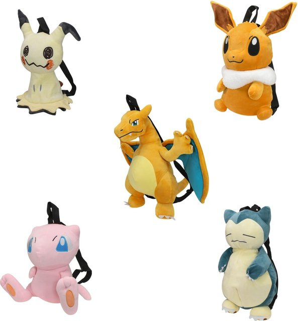 DUODUOBAO Pokémon Plüsch-Rucksack, Mimikyu Glurak Evoli Mew Snorlax, Cartoon-Tasche - Bild 1