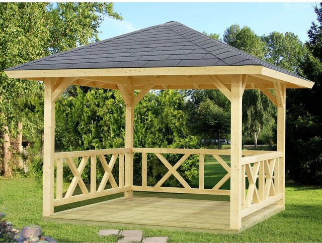 Palmako Holz-Pavillon Betty aus imprägniertem Fichtenholz in Braun mit Zeltdach, B/T/H: 300 x 300 x 323 cm - Bild 1