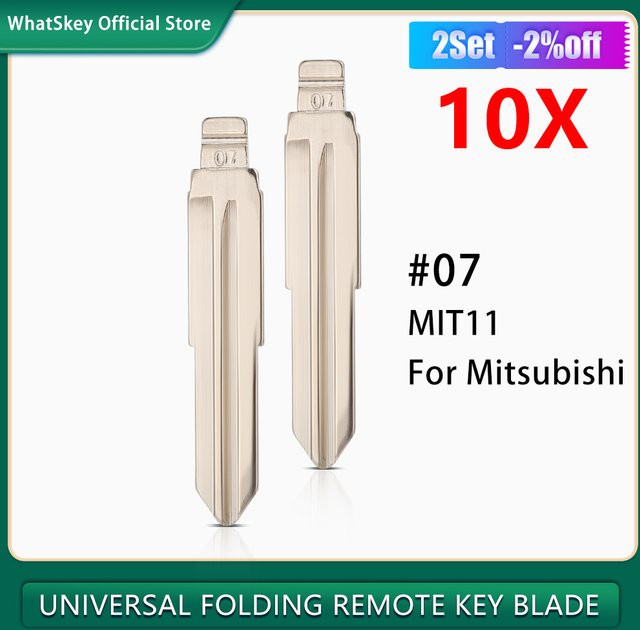 10 Stück WhatsKey Remote Flip ungeschnittene leere Autoschlüssel mit ID 07 Klinge für Mitsubishi Outlander Grandis ASX Pajero in Silber - Bild 1