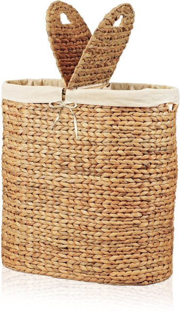 Lycce Wäschekorb aus Wasserhyazinthe in Beige mit 2 Fächern, Deckel und herausnehmbarem Wäschesack - Bild 1