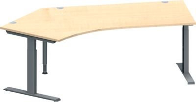 Schäfer Shop Genius Winkelschreibtisch MODENA FLEX in Ahorn/Anthrazit mit 135° Winkel links, T-Fuß Rechteckrohr und Kabeldurchlass, B: 216,5 cm, T: 80 cm, H: 65-85 cm - Bild 1