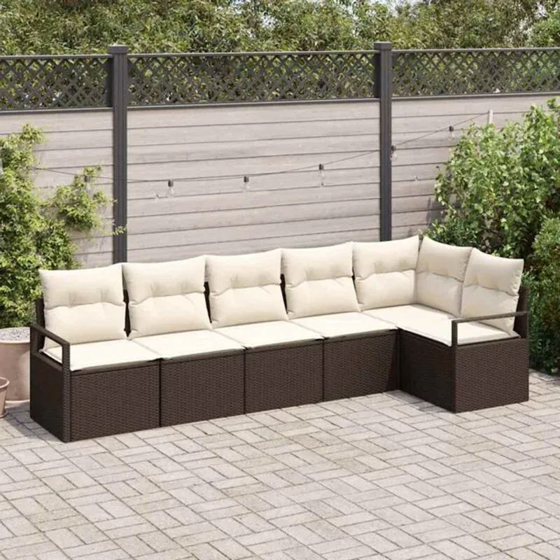 Vidaxl Garten-Sofa-Set aus Polyrattan in Braun mit 6 Teilen und Loungemöbel-Funktion - Bild 1