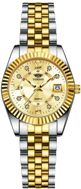 Global Finds Quarzuhr, Edelstahl, beige, Unisex, 38,5 mm - Bild 1
