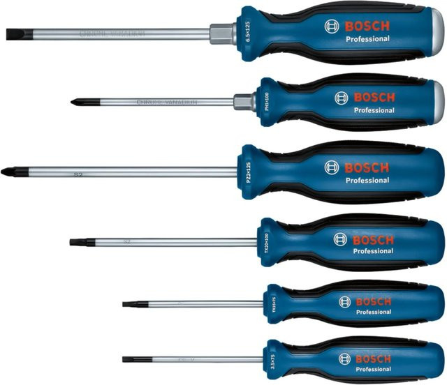 Bosch Professional Schraubendreher-Set 6-teilig mit Schlitz, Kreuzschlitz Phillips, Kreuzschlitz Pozidriv und T-Profil in Blau/Schwarz - Bild 3