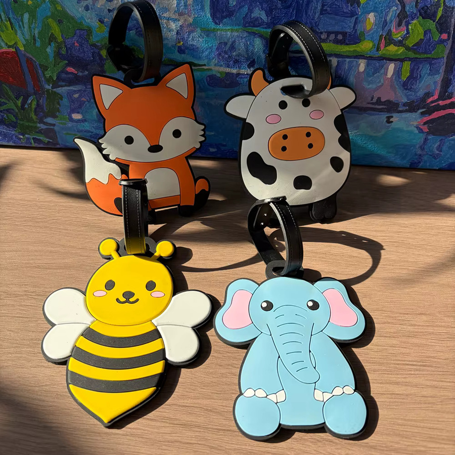 BOYI Kofferanhänger mit Cartoon Tier Motiven Elefant und Biene als Gepäckkennzeichnung für Reise und Outdoor aus Kunststoff - Bild 2