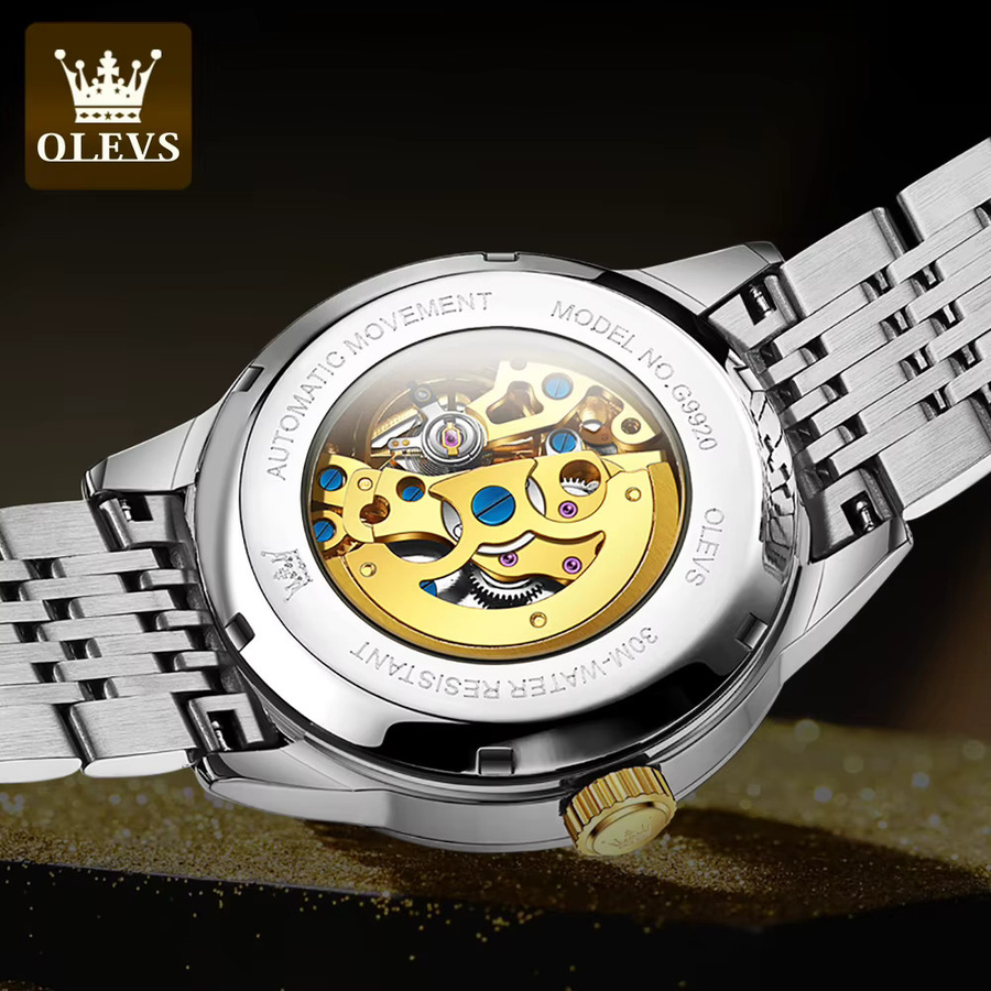 OLEVS Armbanduhr Automatik, Edelstahl, Weiß, Herren - Bild 2