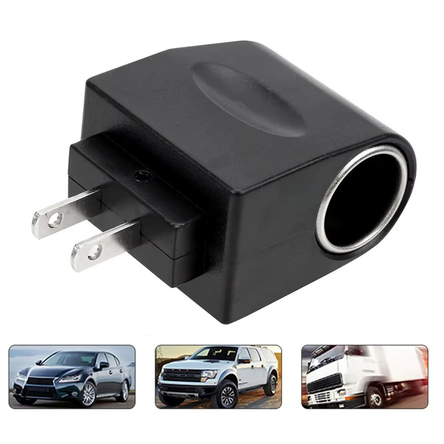 AC 220V zu DC 12V Auto Zigarettenanzünder Adapter Konverter mit EU und US Stecker in Schwarz - Bild 2