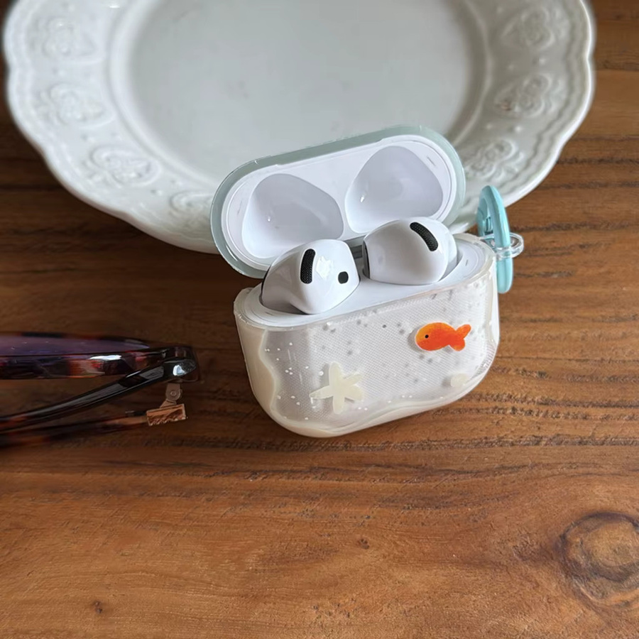 Transparente blaue AirPods Schutzhülle mit Goldfisch-Sternmuster für Apple AirPods 1, 2, 3, 4 und Pro 2, Pro 3 - Bild 4