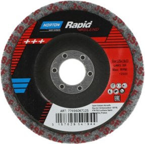 Norton Rapid Schleifvliesscheibe Blend Nex mit Unterlage, Fein, Multicolour, Durchmesser: 125 mm, Breite: 12 mm, Bohrung: 22 mm - Bild 1