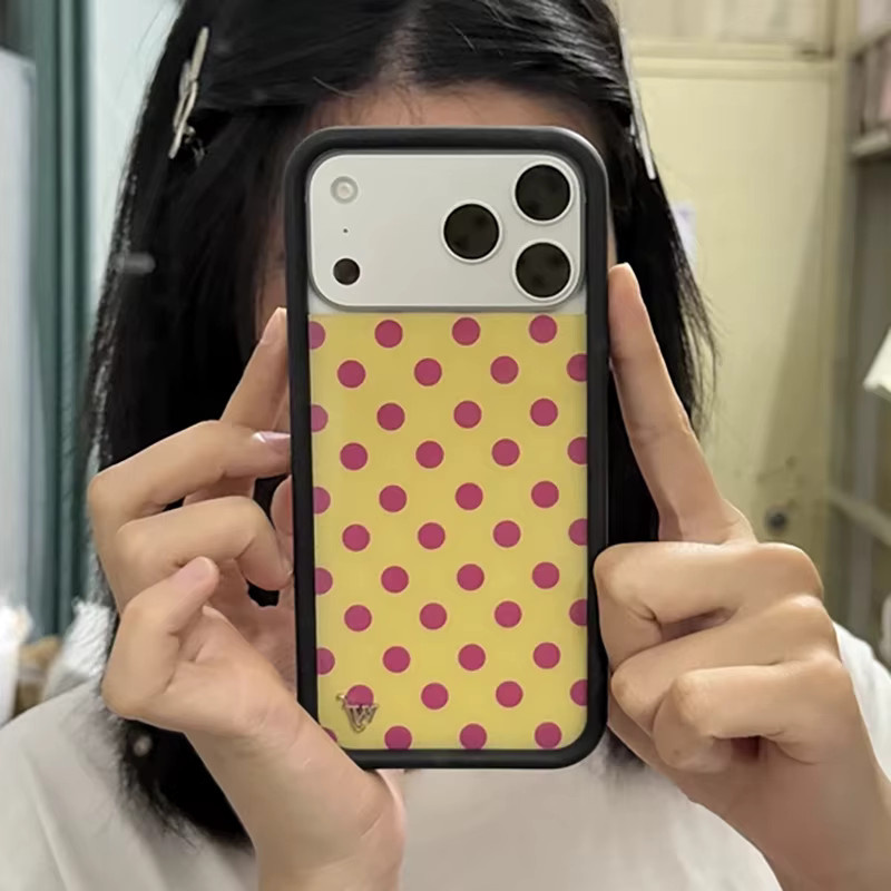 Wildflower INS Cherry Polka Dot Handyhülle für iPhone 17 16 15 14 13 12 Pro Max Plus in Rosa, Blau und Rot - Bild 2