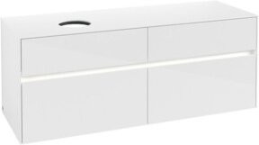 V&B Waschtischunterschrank Collaro in Weiß glänzend mit LED-Beleuchtung B/T/H: 140 x 54,8 x 50 cm - Bild 1