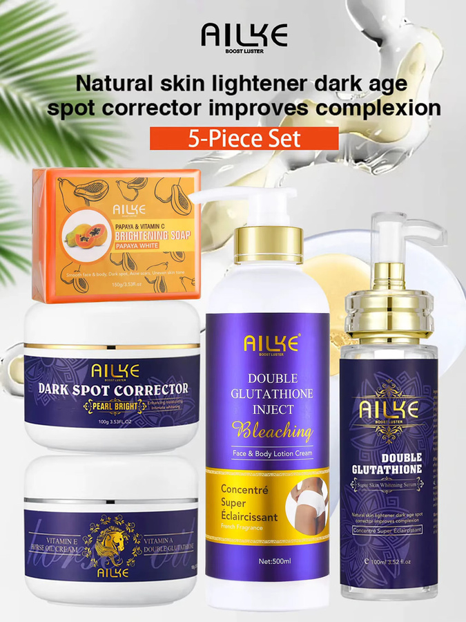 AILKE Glutathion 5-in-1 Hautpflegeset für Damen, mit Lotion, Serum, Creme und Seife - Bild 6