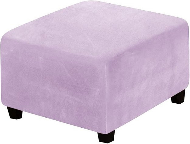 Coolazy Ottoman-Bezug aus Samtstoff in Lila, elastischer Stretch-Bezug für quadratische Fußhocker und Aufbewahrungshocker, waschbar und rutschfest - Bild 1