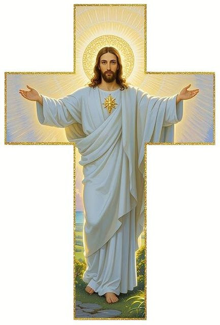 Vintage Holz Wanddekoration Kreuz in Braun von Beauty Inside als religiöse Weihnachtsdekoration - Bild 1
