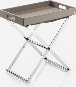 Beistelltisch klappbar mit Tablett JOOP! HOMELINE in Taupe und Chrom - Bild 1
