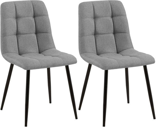2er Set Esszimmerstühle DELUKE FIGAD in Grau mit Steppmuster und Stoffbezug, B/T/H: 45 x 55 x 84 cm - Bild 1