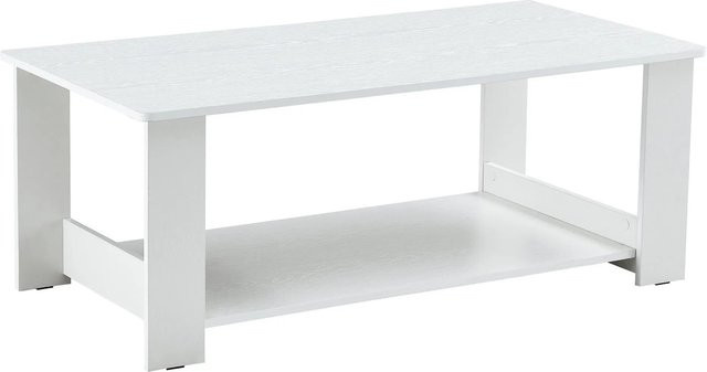okwish Beistelltisch mit Holzmaserung in Weiß für dein Wohnzimmer, B/T/H: 110 x 55 x 42 cm - Bild 1