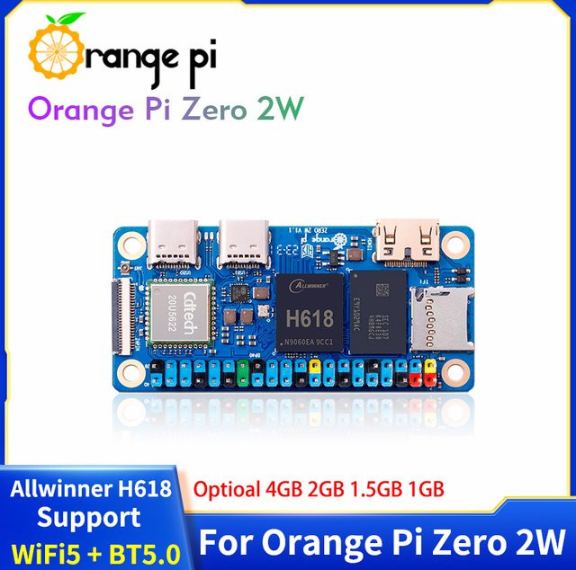 Orange Pi Zero 2 W Mini-PC mit Allwinner H618 Quad-Core Cortex-A53, WiFi5 und Bluetooth 5.0 - Bild 1